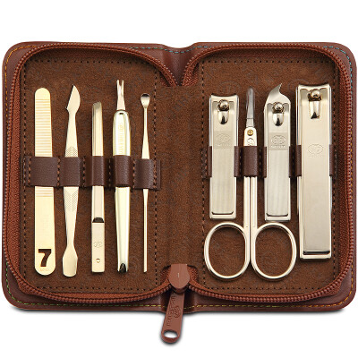 

777 Nail Knife Set Nail Scissors Repair Repair Manicure Set 9pcs Set TS-1501LG Brown