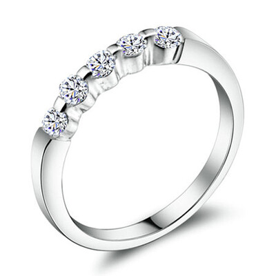 

Yoursfs Sparkly 5 Cubic Zirconia Rings 18k White Gold Plated Fashion Rings Band