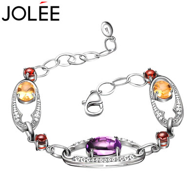 

Feather JOLEE bracelet natural crystal bracelet S925 silver bracelet color gems dinner dress accessories to send his girlfriend honor wife gift purple yellow