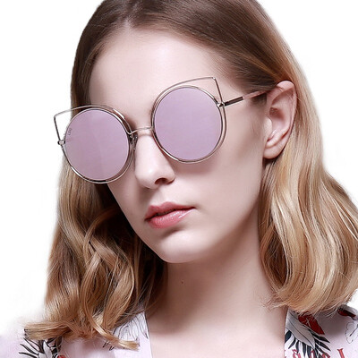 

LOHO glasses life sunglasses female 2017 new tide fashion sunglasses women round face personality cat ears retro glasses LH13603 carbon black