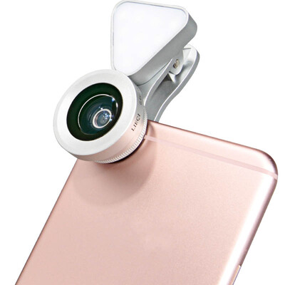 

Adventure LIEQI LQ-035 mobile phone lens wide-angle macro self-timer fill light three in one set Apple Huawei external camera silver