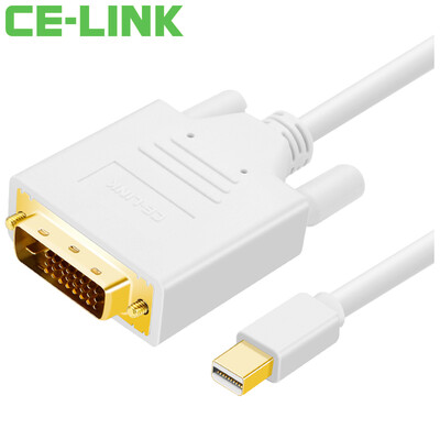 

CE-LINK Mini DP to DVI HD кабель 3 м мини-DP-кабель DVI Macbook, подключенный к телевизору с высоким разрешением, проектор, линия белого цвета 1625
