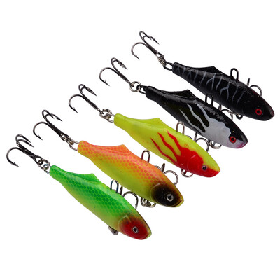 

5PC Soft Fishing Lures 6cm-2.36 "/15g-0.53oz Мягкая свинцовая приманка 8 # High Carbon Hook 5 цветов Силиконовые воблеры Рыбалка