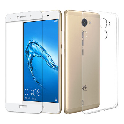 

【Shell film set】 ESCASE Huawei enjoy 7Plus phone shell / Huawei enjoy 7Plus tempered film full-screen white Huawei all-inclusive drop shatter-resistant shell / transparent protective sleeve