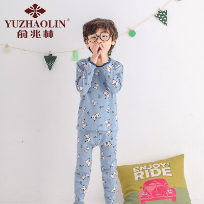 

Yu Zhaolin children&39s underwear Lycra cotton pajamas autumn clothes autumn pants suit YL16T1390 blue tavern 130 yards