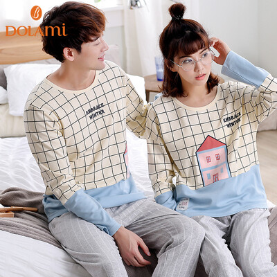 

Dora Beauty DOLAMI Pajamas Womens Autumn Korean Long Sleeve Casual Cartoon Womens Home Service Set DM632058 Light Yellow XL