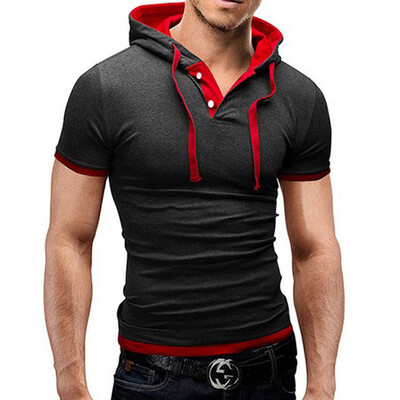 

MenS T Shirt 2017 Summer Fashion Hooded Sling Short-Sleeved Tees Male T-Shirt Slim Male Tops 4XL