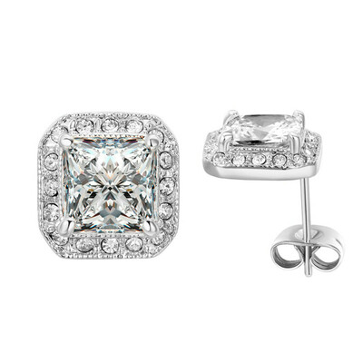 

Yoursfs Gorgeous Sqaure Stud Earrings Diamante Wedding Jewellery for Women 18ct GP Dress Earrings