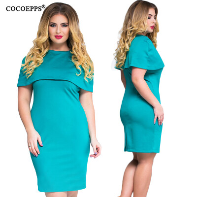

COCOEPPS fashionable new 2017 Plus Size Summer Women  Ruffled dress mini Bodycon blue Dress Big Large Sizes Lady Vestidos