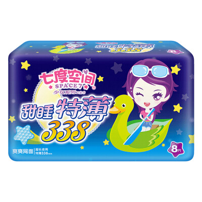 

Seven space SPACE7 girls thin series of sanitary napkins Shuang superficial thin super long night 338mm 8 random distribution of old&new packaging