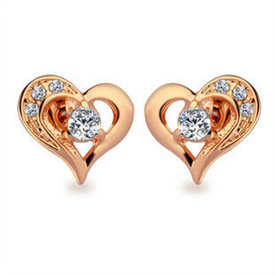 

Yoursfs EarringsOpen Heart Stud Earrings18K Rose Gold Plated Women JewelryDainty Crystal Wedding Studs