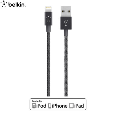 

Belkin Apple MFI сертифицированная нейлоновая плетеная линия передачи данных Lightning Lightning Interface для iPhone7 Plus / 6s Plus Black 1.2m