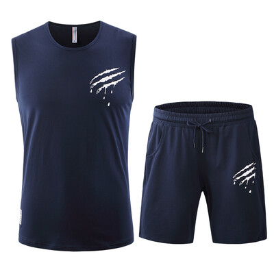 

Husda Men&39s Outdoors Short Sleeve Vest Five Shorts Two-Piece Sports Running Fitness Set Quick-drying Gymnasium Training Wear Basketball Wear Gray XL