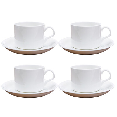 

Clay figurine pure white bone china coffee cups dish 4 cups 4 discs simple office coffee sets