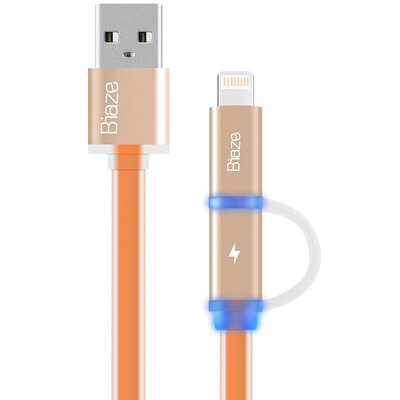 

Biaze Micro USB Lightning 8-Pin Charging Cable Orange Gold