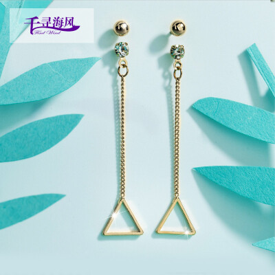 

Chihiro sea wind FindWind Korean fashion gold triangle pierced earrings female long earrings earrings gold