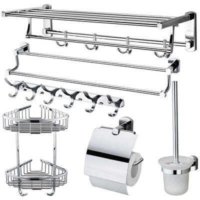 

Larsd 8089B16 bathroom accessories set bathroom accessories towel rack towel rack basket basket rack clothes hook toilet brush six-piece suit