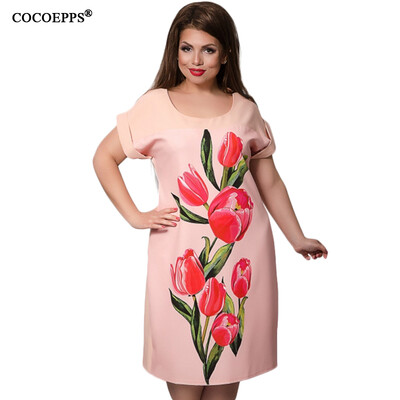 

COCOEPPS Elegant Floral Print Dresses Big Size Square Collar Women Summer Dress 2017 New Fashionable Plus Size Female Vestidos