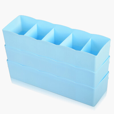 

Multi-category underwear storage box bra underwear socks small wardrobe storage box storage box blue 5 grid 3 sets