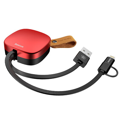 

Времена мышления (Baseus) Apple MFI ультрасовременной общей аутентификация убирающийся USB-линия выходных данных терминал Combo M + L 2.1A 75см красного