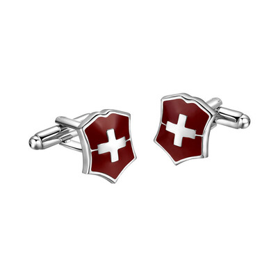 

Yoursfs @ 2шт Shield Shaped Cufflinks для Дня отца с подарком красного швейцарского флага