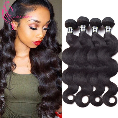 

7A Перуанские волосы Virgin 4 Bundles Body Wave Расширения волос Body Wave Человеческие волосы Weave Bundles Мягкие и упругие части для волос