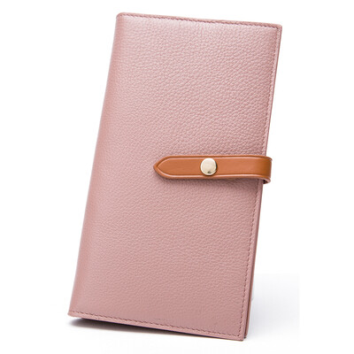 

PLOVER ladies wallet top layer leather clutch bag female fashion hit color wallet wallet P17201L001 pink