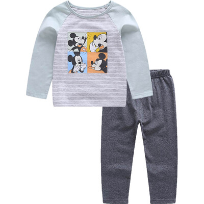 

Disney baby Disney baby children's underwear long-sleeved suit boy home service dress clothing pants elastic cotton shirt pants DA732AR01V0180 gray green 80