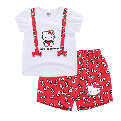 

Hello Kitty Children's Short Sleeve Set Knit Strap Pants Outwear Set KA722BA29W0110 White 100