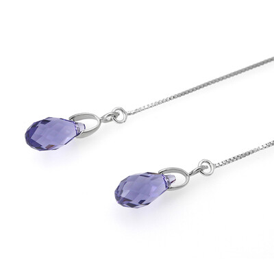 

Yoursfs Threader Women Earrings 18K White Gold Plated Women Jewelry Long Chain Earrings Amethyst Crystal Drop Earrings Gift