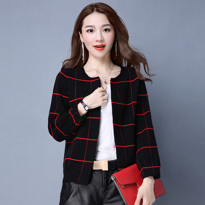 

A bowl of 2017 Korean version of the sweet Slim was thin long-sleeved sweater women&39s autumn cardigan short sweater coat S63F0021A1294M black under the red M