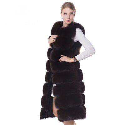 

SARSALLYA Natural Real Fox Fur Vest NewWinter Long Thick Women Genuine Fur Vest Jacket Pockets Real Fur Vest Coats for Women