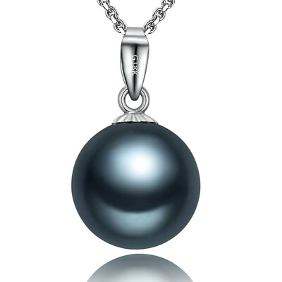

Rare treasures 18K gold Tahitian black pearl pendant necklace 10-10.5mm strong sea water pearl pendant to send his girlfriend wife
