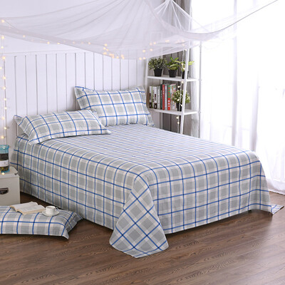 

Yingxin textile cotton bedding high count high density cotton twill single sheets 155 230 simple elements blue A version