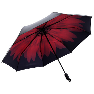 

Mido MAYDU full blackout UV sunshade sunshade tri-fold small light black umbrella sun umbrella M3336 red