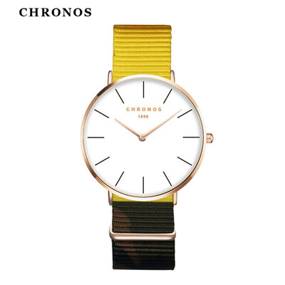 

Женские модные часы 2017 Мужские часы из нейлона CHRONOS Rose Gold Ladies Элегантные часы Мужские Простые наручные часы