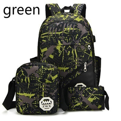 

3PSC Casual Backpack External USB port Charge Laptop Crossbody Bag Shouder Bag School Backpack Large Capacity Outdoor Backpack