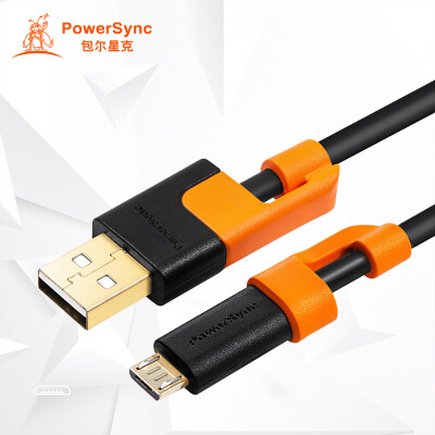 

(PowerSync) CUB2GAR0020M USB2.0 AM TO MIRCO data transmission charging line two-color anti-swing black with orange