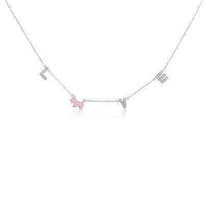 

Ji Sha AGATHA 2623594 LOVE words 925 silver zircon necklace female models simple fashion elegant pendant silver