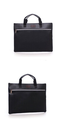 

Double zipper portable briefcase leather file bag meeting bag bag as gift for men