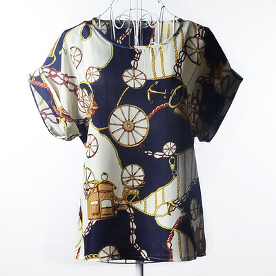 

Summer Floral Blouse T Shirt Women short Sleeve Tops Chiffon Shirts Blouses Small Flower Blusas Femininas