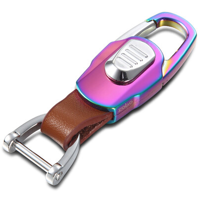 

zobo genuine car key ring simple key ring security door key with ZB-909A blue ice leather car ornaments gift birthday gift