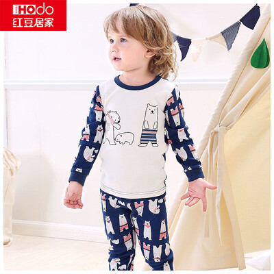 

Red baby home Hodohome children&39s underwear suit boys&girls in the children&39s cotton pajamas autumn clothes pants suit green two 10055