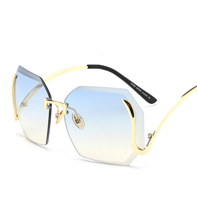 

Peekaboo Fashion Vintage Rimless Sunglasses New Women High Quality Gradient Rimless Sun Glasses Ladies Pink Eyeglasses