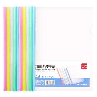 

Deli 33321 A4 Color Transparent Trolley PP Folders Report Clips Mix 10 pcs bag