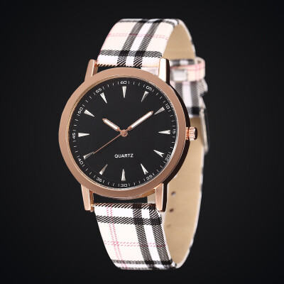 

2017 Hot Sale Fashion Casual British Grid Leather Strap Wristwatches Wholesale Luxury Brand Women Dress Watches