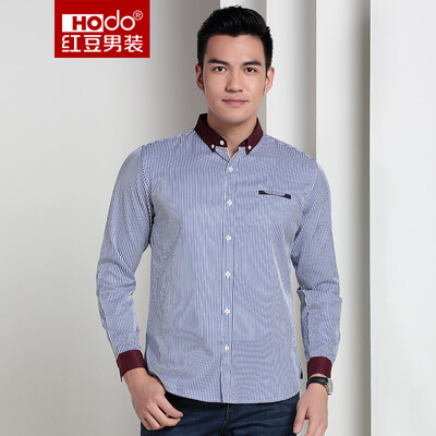 

Red Bean Hodo Men's Shirt Men's Fashion Striped Men's Shirt Slim Shirt Long Sleeve Shirt R1 Red 190 / 104B