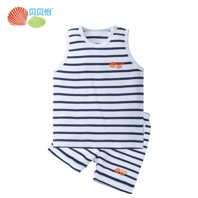 

Beibei Yi bornbay suit Navy wind loose vest set 152T017 blue and white 86CM