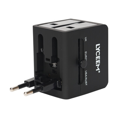 

Blue Orange LYCEEM Global Travel Adapter Charger Dual USB адаптер питания штекер за границей Европейский стандарт Американский стандарт GB Британский стандарт черный
