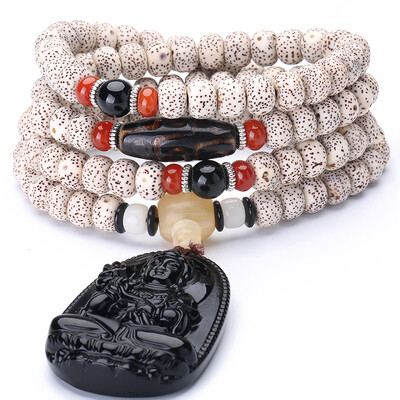 

Moon India Sea Gumi Maiden Bodhi 108 Buddha beads obsidian hand string men&women couples bracelet trend to the Bodhisattva necklace pendant 8 10mm
